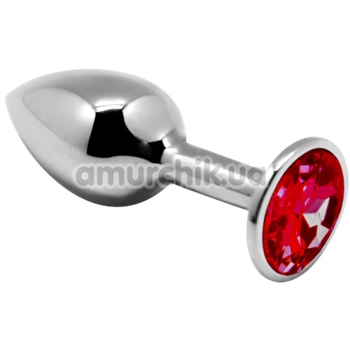 Анальная пробка с красным кристаллом Alive Anal Pleasure Mini Metal Butt Plug L, серебряная