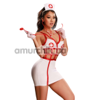 Костюм медсестри JSY Sexy Lingerie 8105, біло-червоний: сукня + головний убір + стетоскоп - Фото №1
