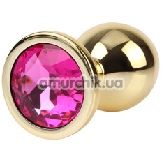 Анальная пробка с розовым кристаллом Matrix Mont Rosy Gem Gold Plug M, золотая - Фото №1