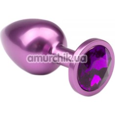 Анальна пробка з фіолетовим кристалом Purple Metal Luxe L - Фото №1
