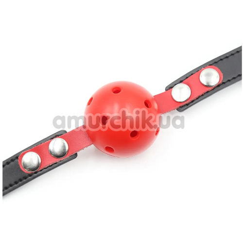Кляп DS Fetish Locking Plastic Ball Gag M, красно-черный