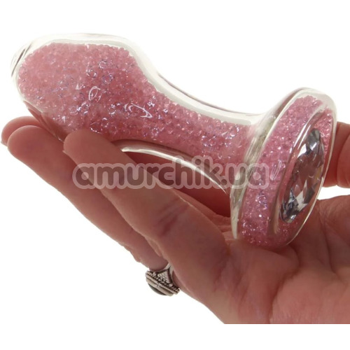 Анальная пробка Stardust Premium Glass Plug Glam, розовая