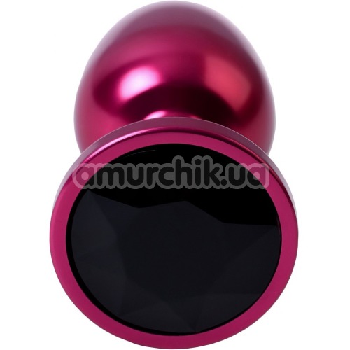 Анальна пробка з чорним кристалом Toyfa Metal 717007-95, рожева
