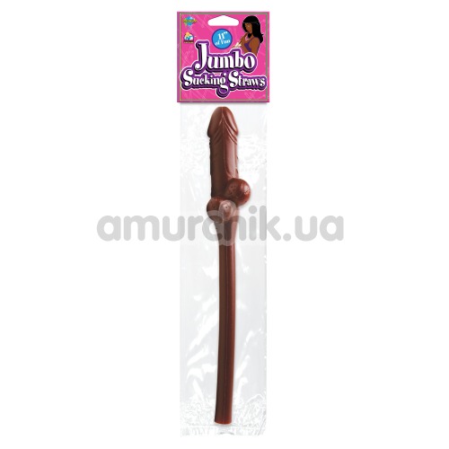 Коктейльная трубочка в форме пениса Jumbo Sucking Straw коричневая