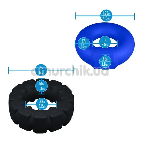 Набор из 2 эрекционных колец Performance Plus Engage 2-Ring Set, черно-синий