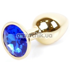 Анальная пробка с синим кристаллом Exclusivity Jewellery Gold Plug, золотая - Фото №1
