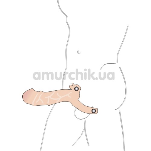 Насадка на пенис с вибрацией Thicker & Bigger Extension + Vibration, телесная