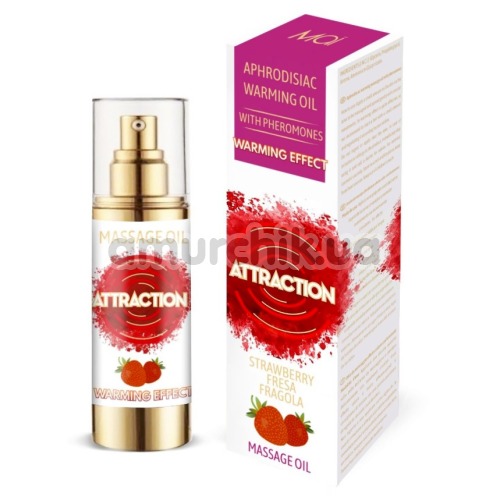 Масажна олія з феромонами Aphrodisiac Warming Massage Oil Attraction Strawberry із зігріваючим ефектом - Полуниця, 30 мл - Фото №1