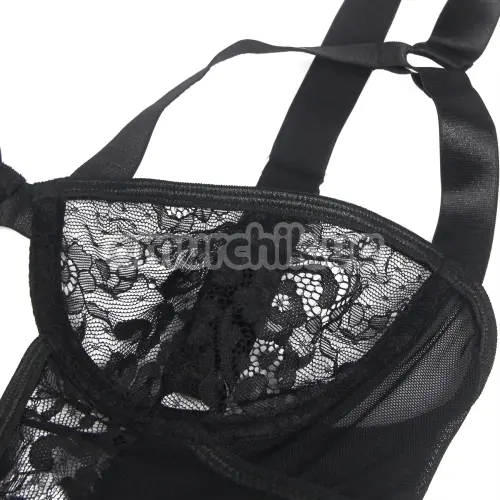 Боди с подвязками Star Night Mesh & Lace Garter Teddy, черное