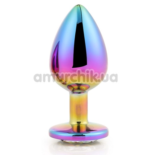 Анальная пробка с радужным кристаллом Gleaming Love Multicolour Plug L, радужная