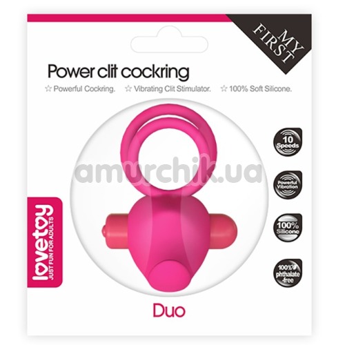Виброкольцо Power Clit Cockring Duo, розовое