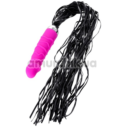 Вибратор с флоггером Black&Red Tail Vibrator, розовый - Фото №1