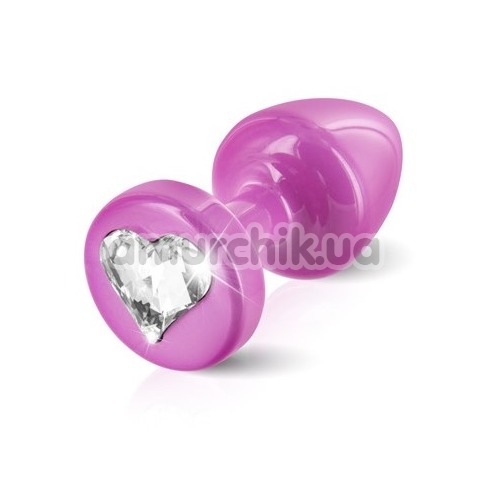 Анальная пробка с прозрачным кристаллом SWAROVSKI Anni R Heart T2, розовая - Фото №1