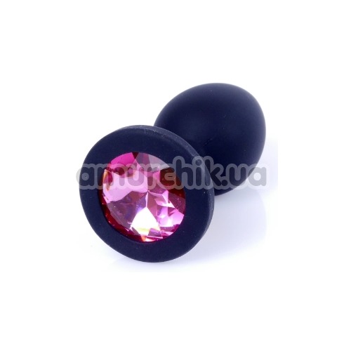 Анальная пробка с розовым кристаллом Exclusivity Jewellery Silicon Plug S, черная