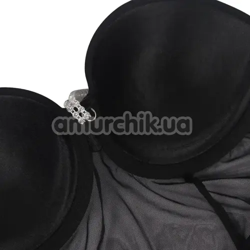 Боди Star Night Sheer Teddy With Faux Diamond, черное