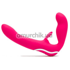 Безремневий страпон із вібрацією Happy Rabbit Rechargeable Vibrating Strapless Strap-On, рожевий - Фото №1