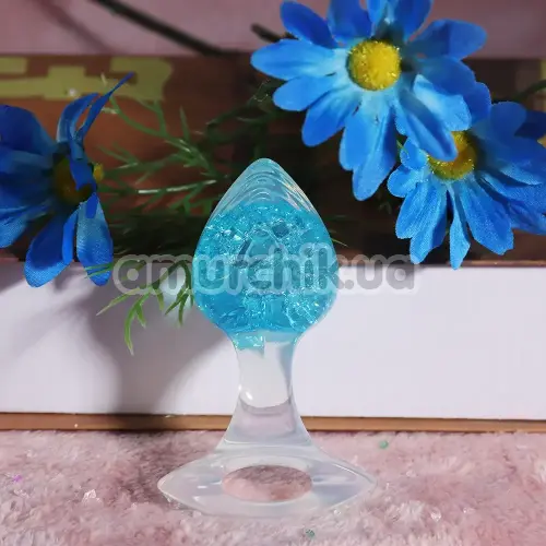 Анальна пробка Liebe Seele Crystal Heart-Shaped Anal Plug Small, блакитна