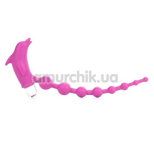 Анальная цепочка с вибрацией Cheerful Bead Dolphin, розовая - Фото №1