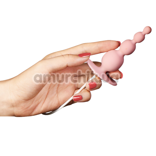 Анальна пробка Qingnan No.8 Mini Vibrating Anal Beads, рожева