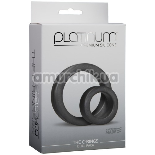 Набор из 2 эрекционных колец Platinum Premium Silicone The C-Rings, серый