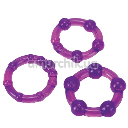 Набір ерекційних кілець Ultra Soft & Stretchy Pro Rings Purple, 3 шт - Фото №1
