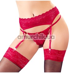 Комплект Cotelli Collection String & Suspender Belt 2321874 червоний: трусики-стрінги + пояс для панчіх - Фото №1