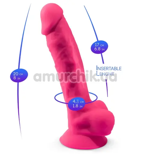 Вібратор Silexd Premium Silicone Dildo Model 1 Size 8 LRS, рожевий