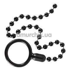Ерекційне кільце з анальним ланцюжком Bad Kitty Naughty Toys Cock Ring And String Beads, чорне - Фото №1