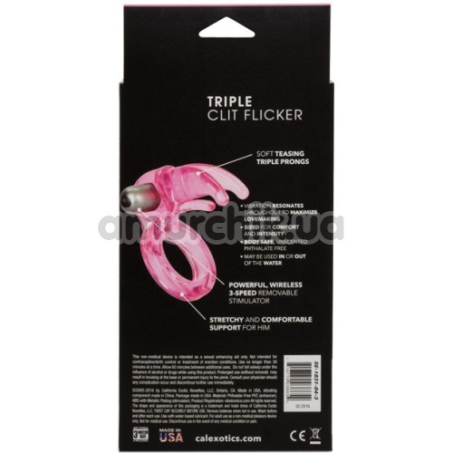 Виброкольцо Triple Clit Flicker, розовое