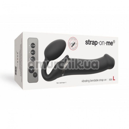 Безремневой страпон с вибрацией Strap-On-Me Vibrating Bendable Strap-On L, черный