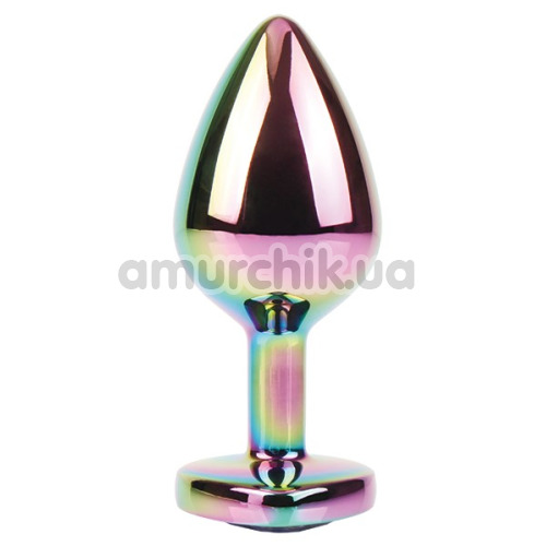 Анальная пробка с радужным кристаллом Matrix Mont Rainbow Heart Gem Plug M, радужная
