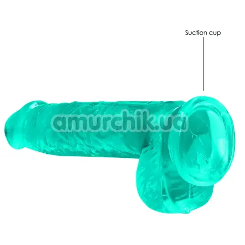 Фалоімітатор Realrock Crystal Clear Dildo Realistic 6, бірюзовий