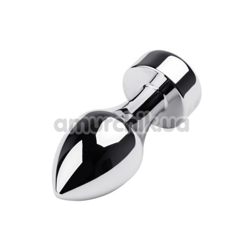 Анальна пробка з чорним кристалом Toyfa Metal 717031-5, срібна