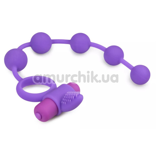 Виброкольцо для члена с анальной цепочкой Easy Toys Triple Pleasure, фиолетовое