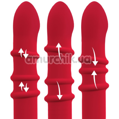 Вібратор Rabbit Vibrator With 3 Moving Rings, червоний