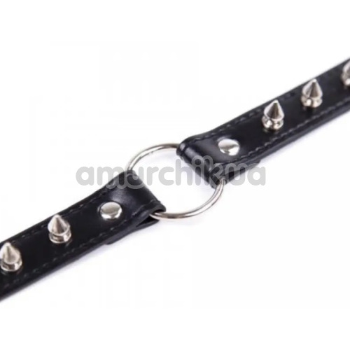 Ошейник DS Fetish Collar With Metal Spikes с металлическими шипами, черный