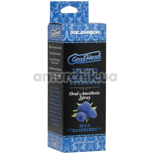 Розслабляючий спрей для мінету GoodHead Deep Throat Spray Blue Raspberry - блакитна малина, 59 мл