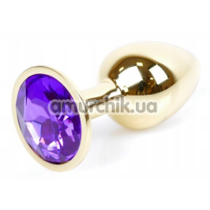 Анальна пробка з фіолетовим кристалом Exclusivity Jewellery Gold Plug, золота - Фото №1