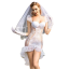 Костюм невесты JSY Sexy Lingerie, белый: платье + фата + перчатки - Фото №0