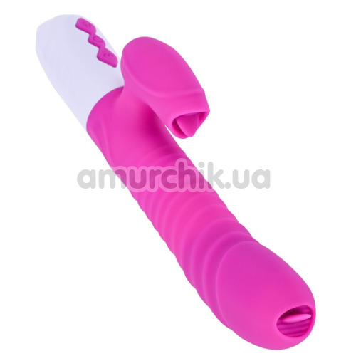 Вібратор з підігрівом, ротацією і поштовхами FoxShow Silicone Heating and Thrusting Vibrator, рожевий - Фото №1