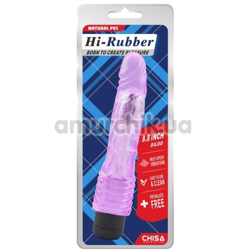 Вибратор Hi-Rubber 8.8 Inch Dildo с контурной головкой, фиолетовый