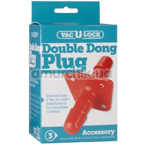 Насадка-крепление для игрушек Vac-U-Lock Double Dong Plug, красная