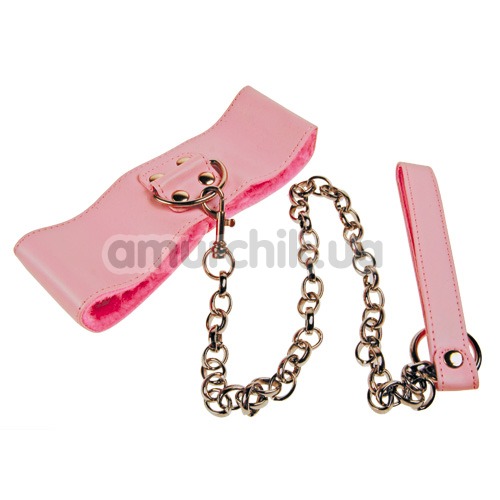 Нашийник з повідком Grrl Toyz Pink Plush Collar & Leash, рожевий