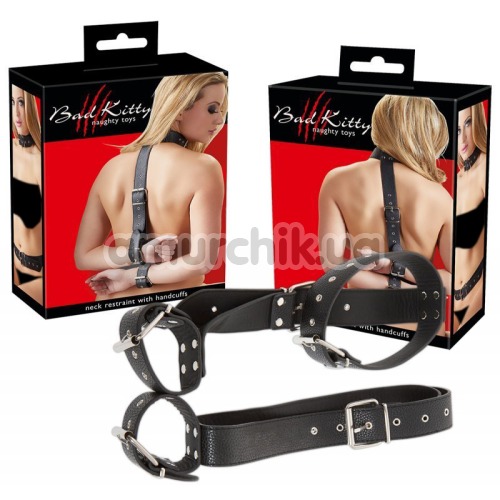 Бондажный набор Bad Kitty Naughty Toys Neck Restraint With Handcuffs, черный
