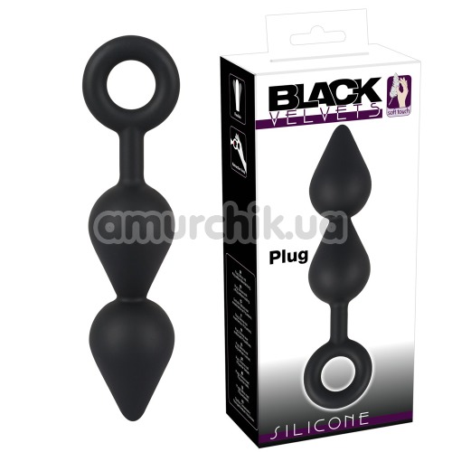 Анальная пробка двойная Black Velvets Plug Silicone, черная