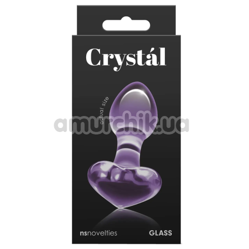 Анальна пробка Crystal Glass Heart, фіолетова