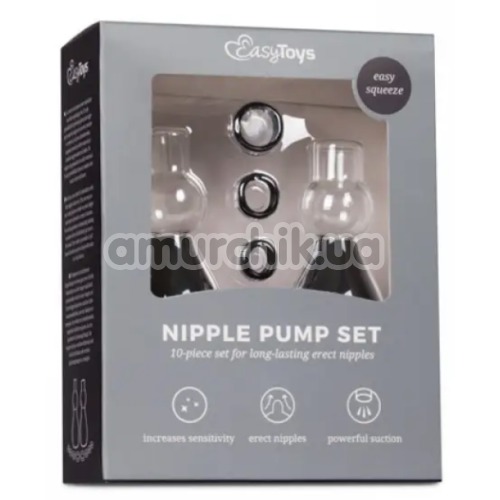 Вакуумные стимуляторы для сосков Nipple Pump Set, черные