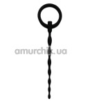 Уретральна вставка Silicone Penis Wavy Plug With Pull Ring, чорна - Фото №1
