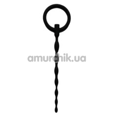 Уретральна вставка Silicone Penis Wavy Plug With Pull Ring, чорна - Фото №1