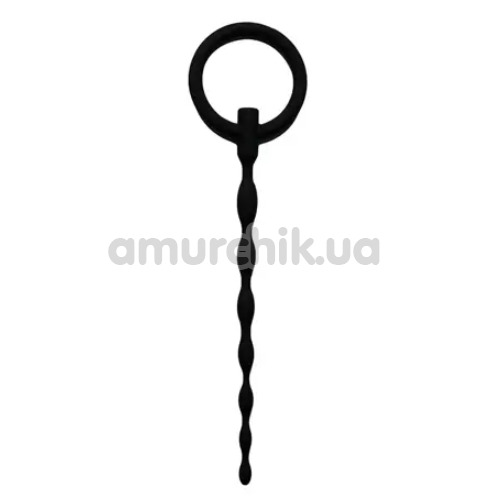 Уретральная вставка Silicone Penis Wavy Plug With Pull Ring, черная - Фото №1